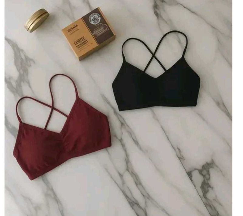 Elegance Cotton Black and Maroon Tube Bra - Pk 2
