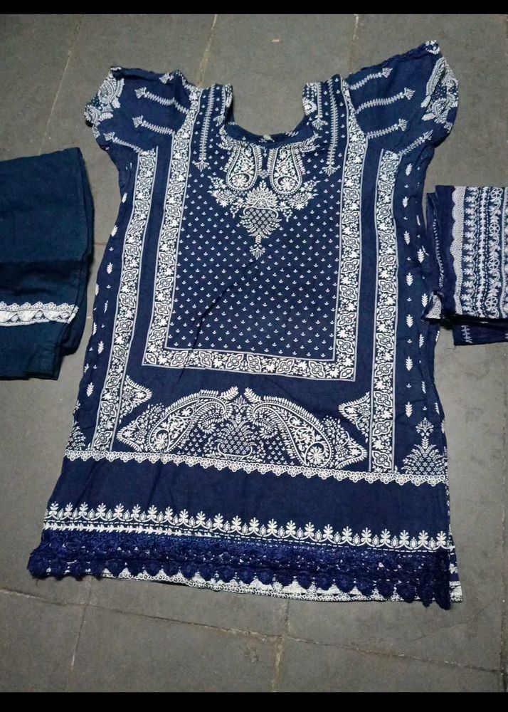 pakistani printed blue dress