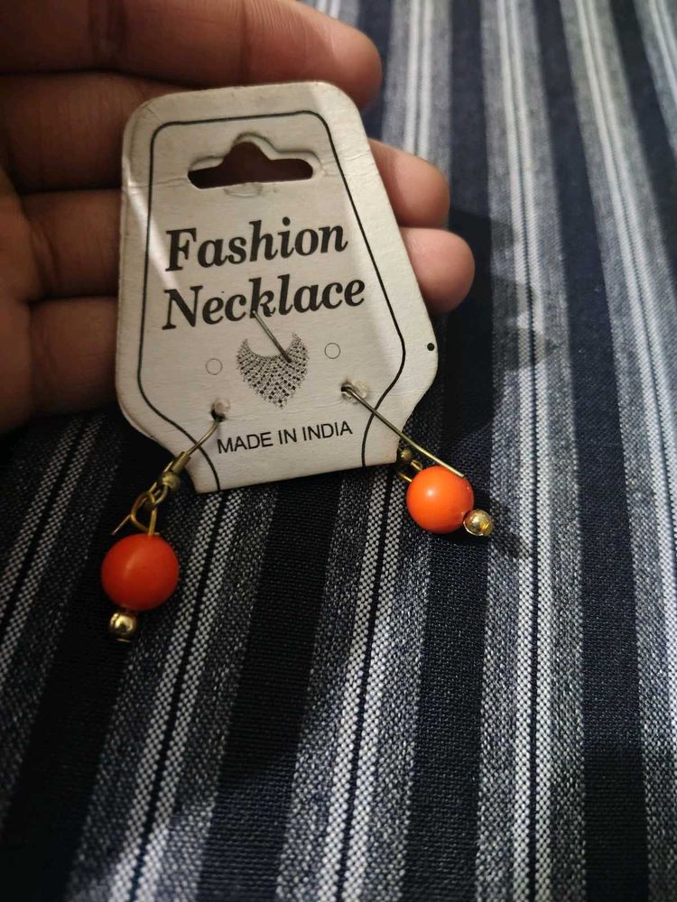 Orange Beaded Fashion Earrings