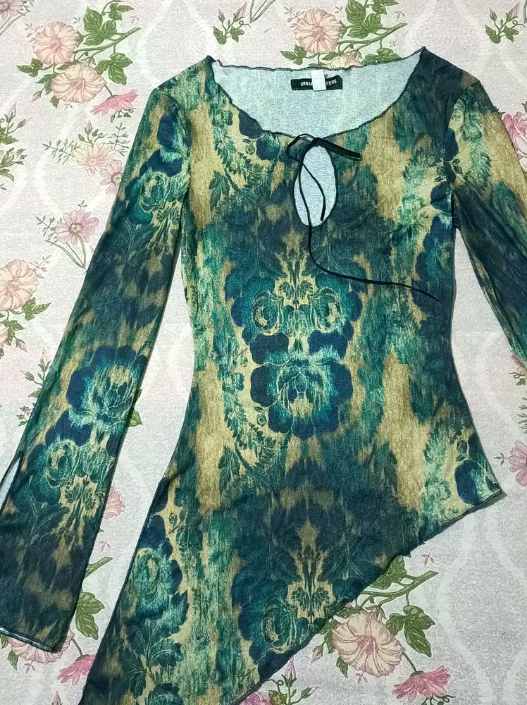 Y2k FLORAL PRINT LONG SLEEVE TOP