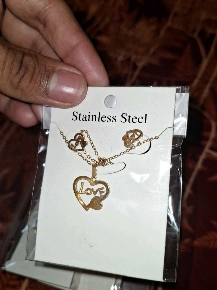 Heart Necklace &amp; Earring Set