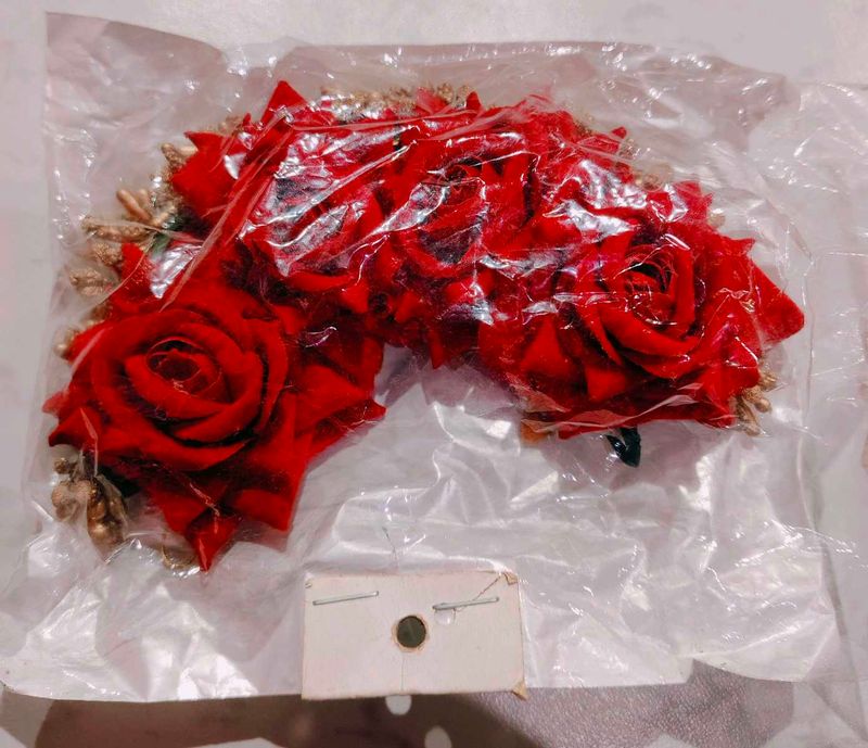 Red Maroon Rose Hair Piece