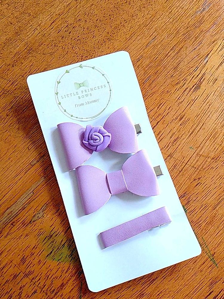 Cute Lavender Bow Hair Clips