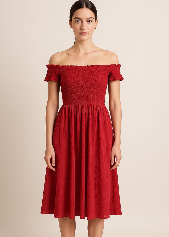 Red Off-Shoulder Short Dress