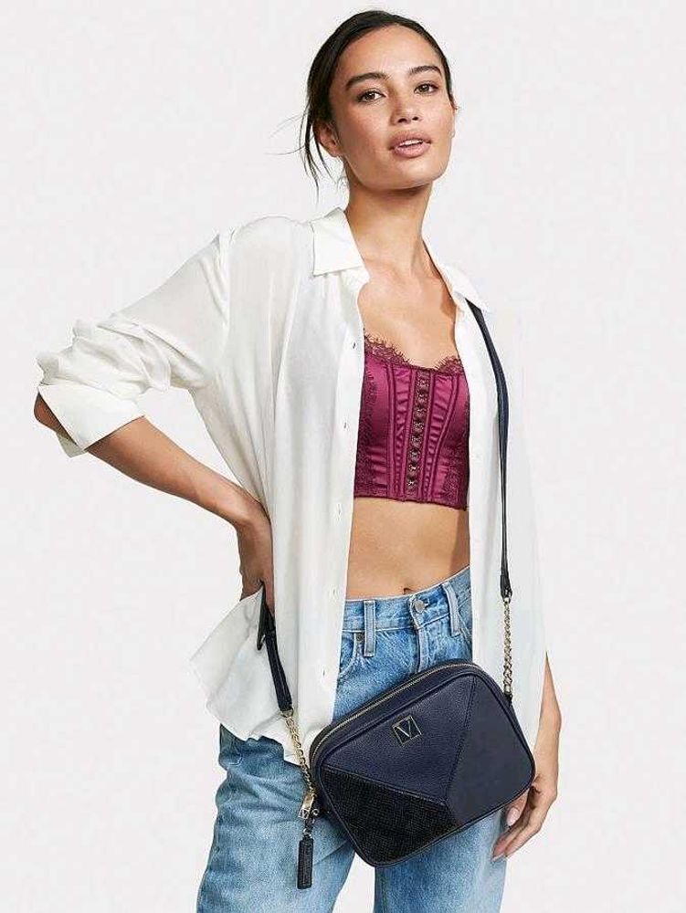 The Victoria Top Zip Crossbody Navy