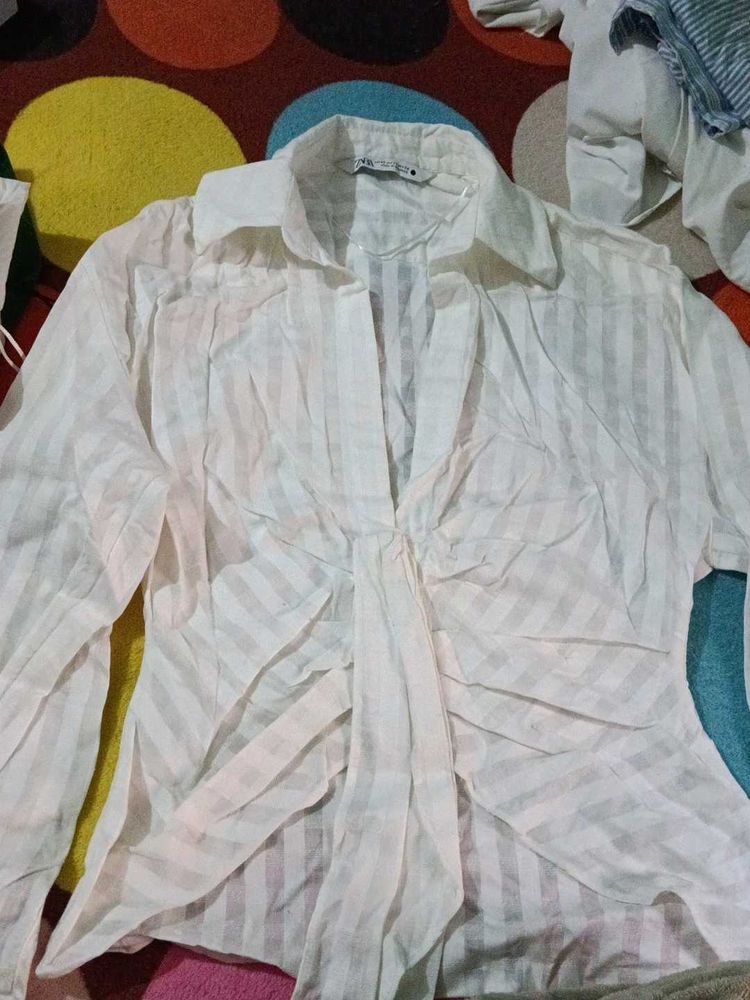 Striped Tie-Front Blouse