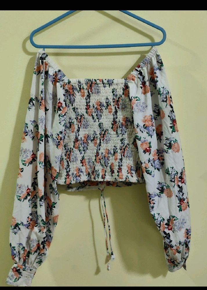 SSS Brand Puff Sleeves Floral Party Wear Top