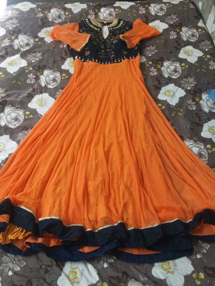 Elegant Orange Anarkali Kurta