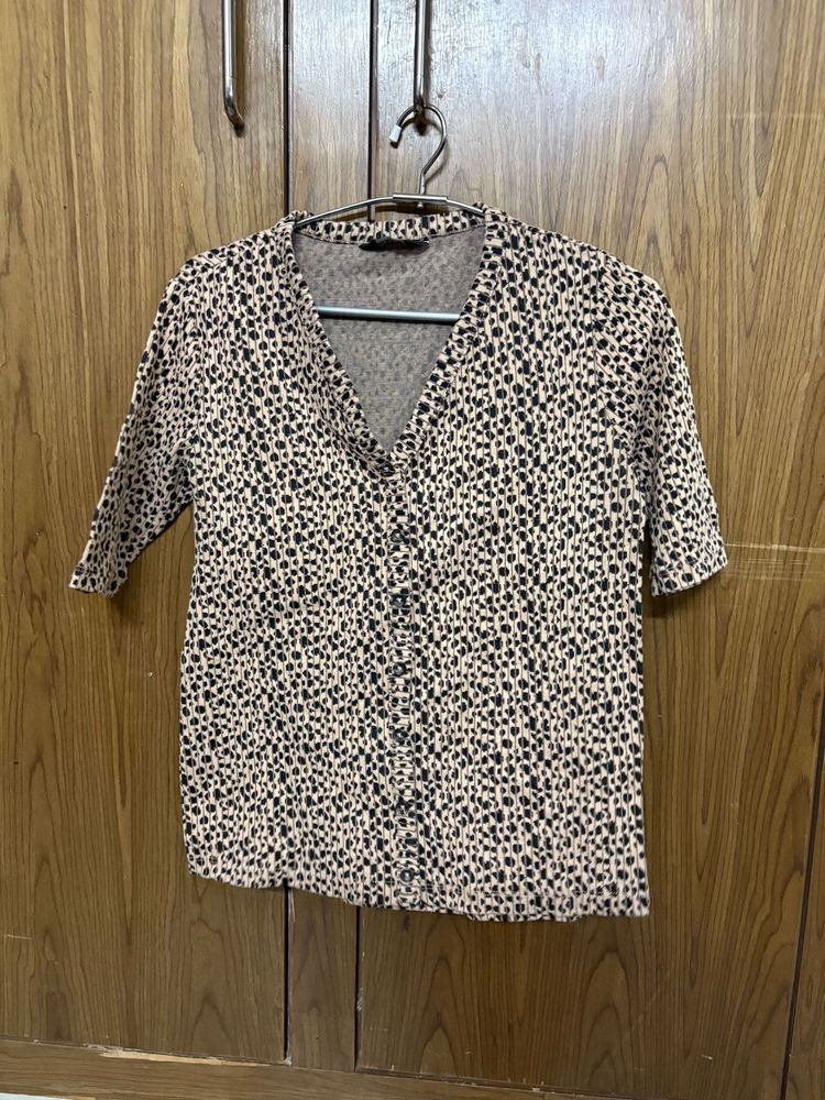 Printed Button-Down Top