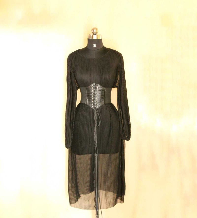 Zara Black Sheer Dress Without Corset Belt