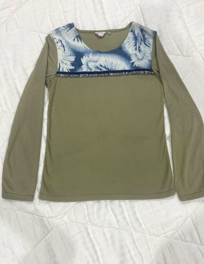 Muted Green Yoke Top