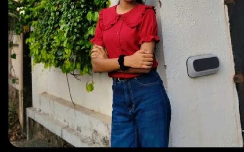 Red cute pintresty korean top