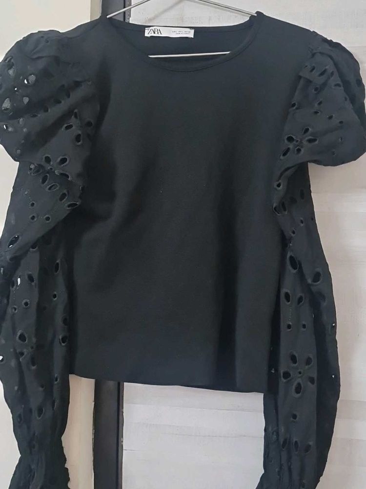 Zara Eyelet Sleeve Top