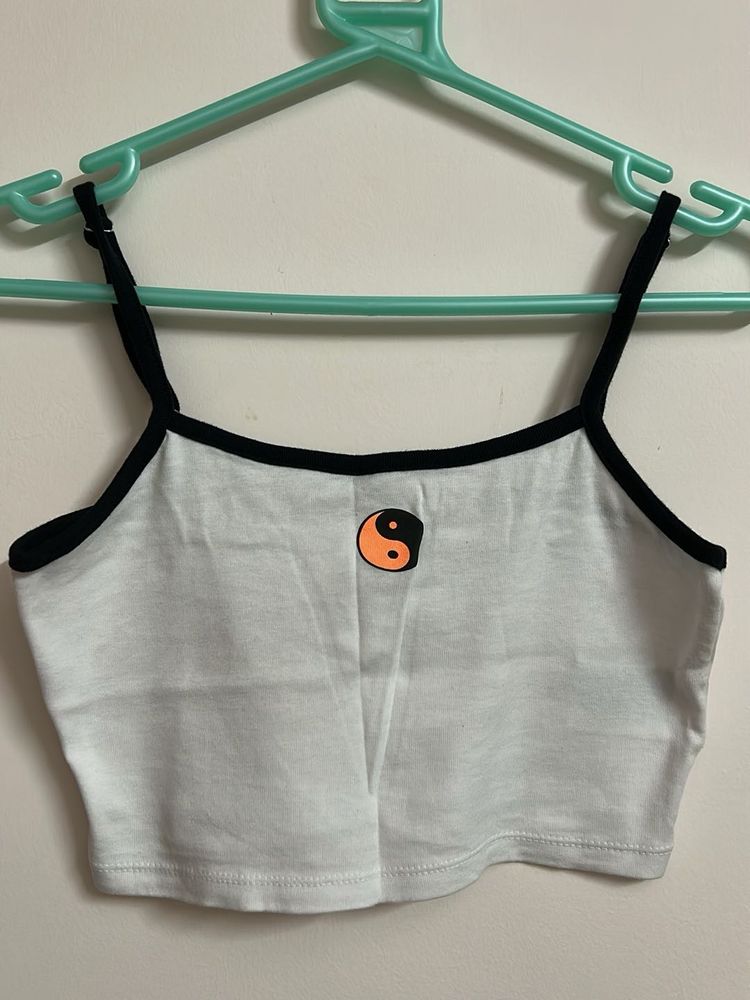 White Spaghetti Crop Top