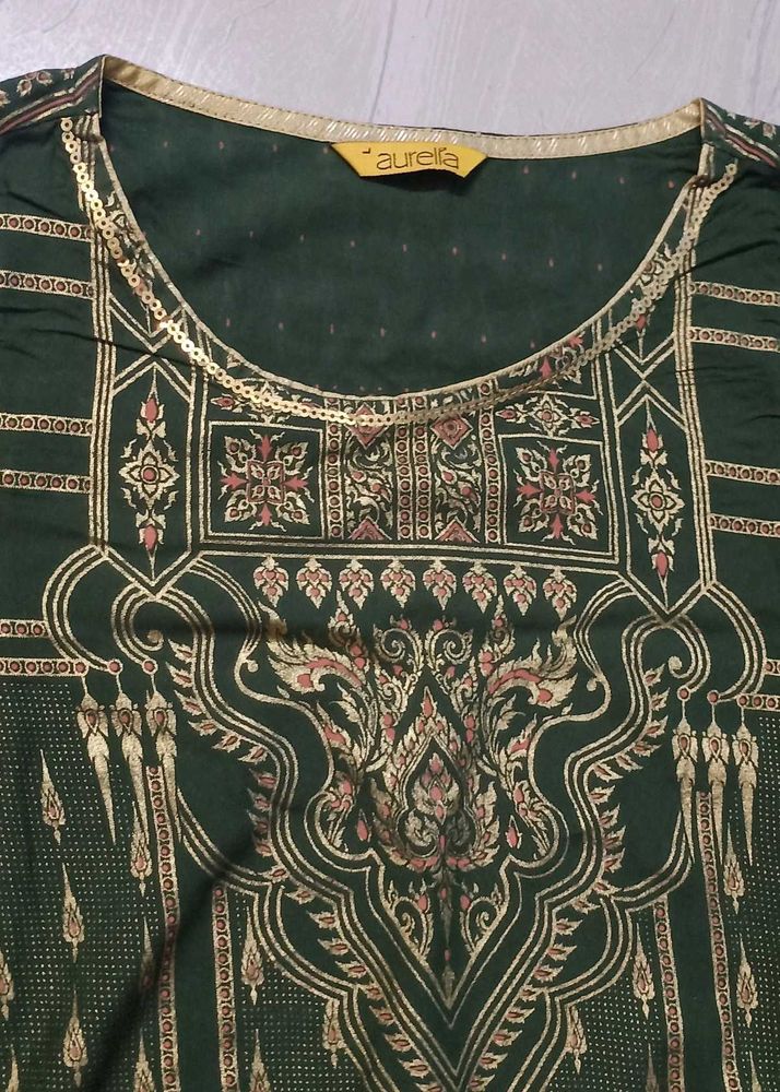 AURELIA Gold Printed Festive Kurti