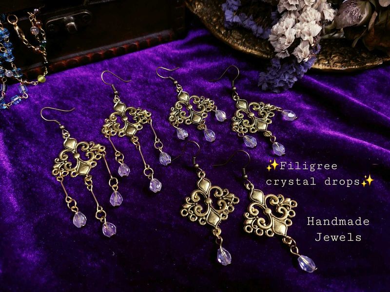✨️Ethereal Fairy Crystal Drop Filigree Earrings✨️