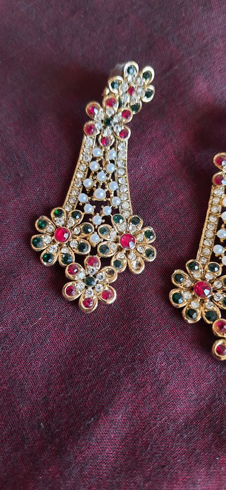 heavy pearl  stone diamond partywear earings