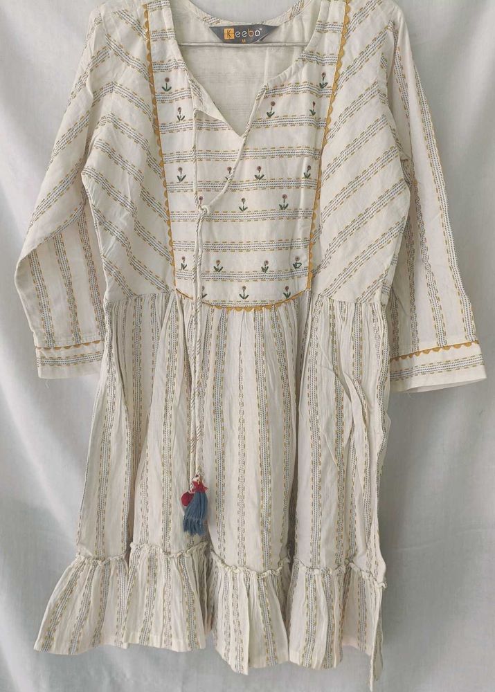Leego White Striped Dress