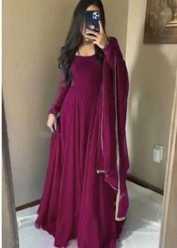 Burgundy Anarkali Dress