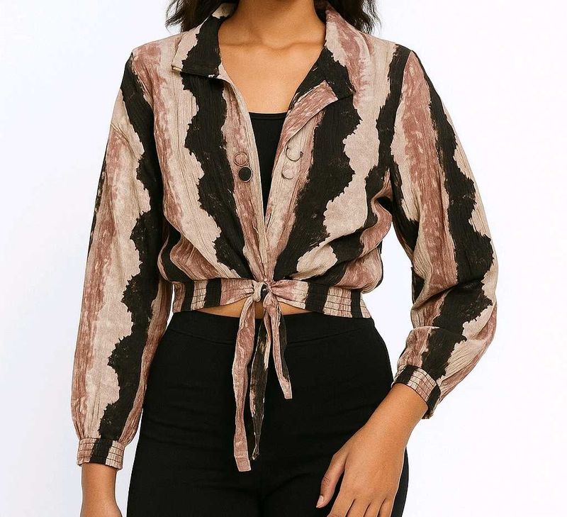 Striped Tie-Front Blouse