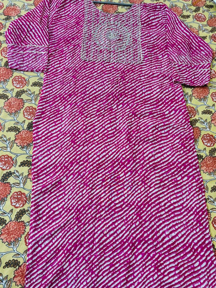 Pink Striped Kurta