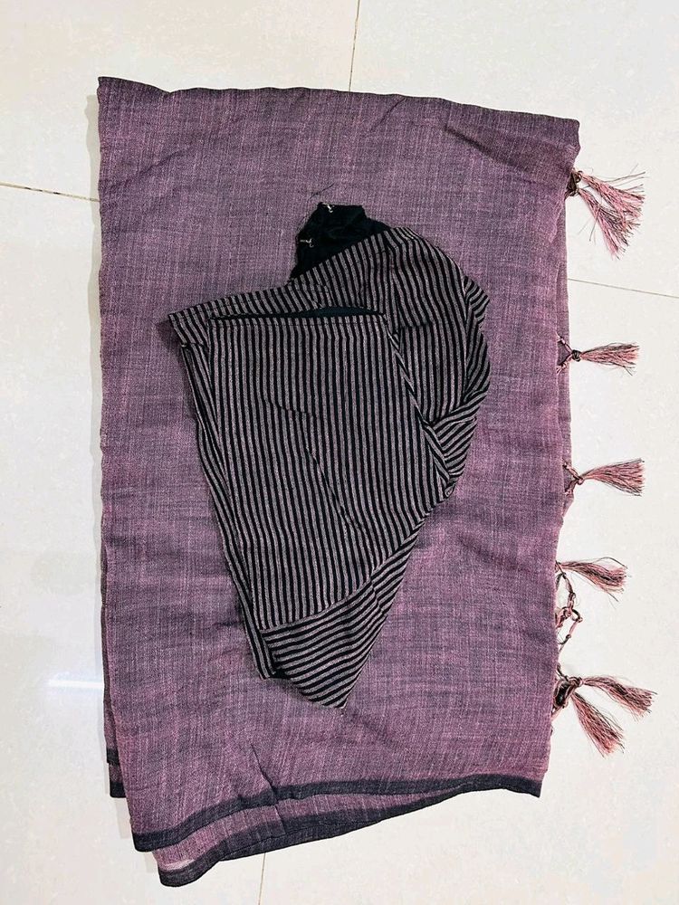 Purple Striped Saree