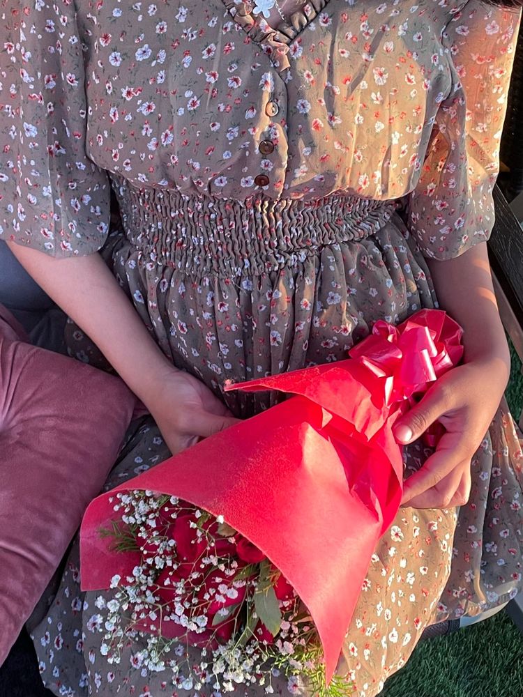 Korean Floral Dress with Roses