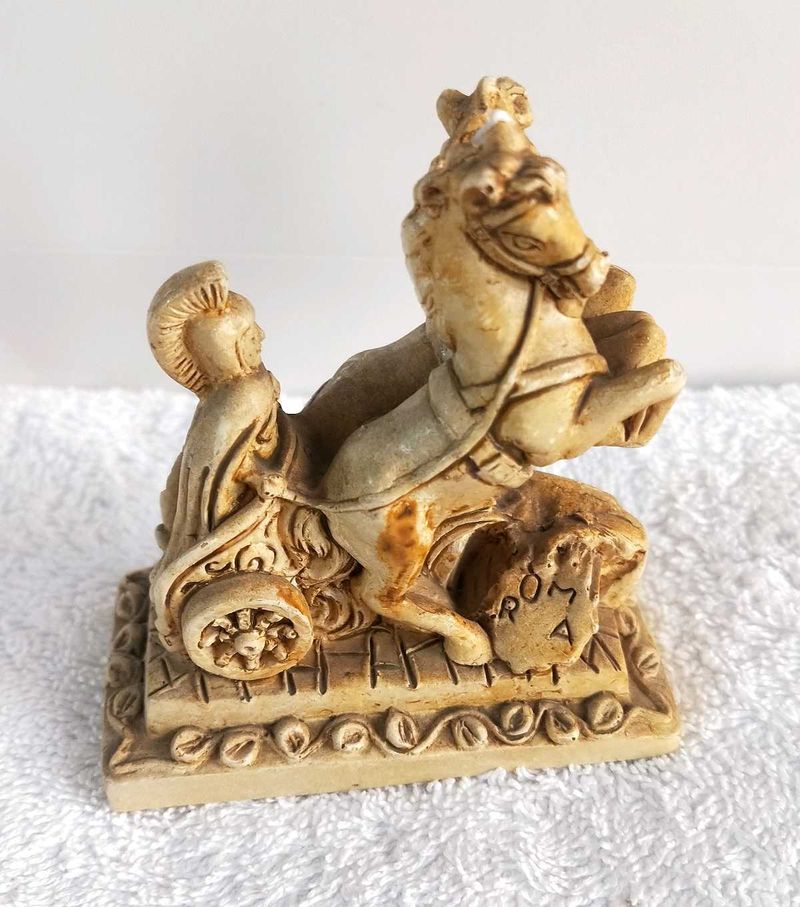 Vintage Horse Chariot Statue from Italy