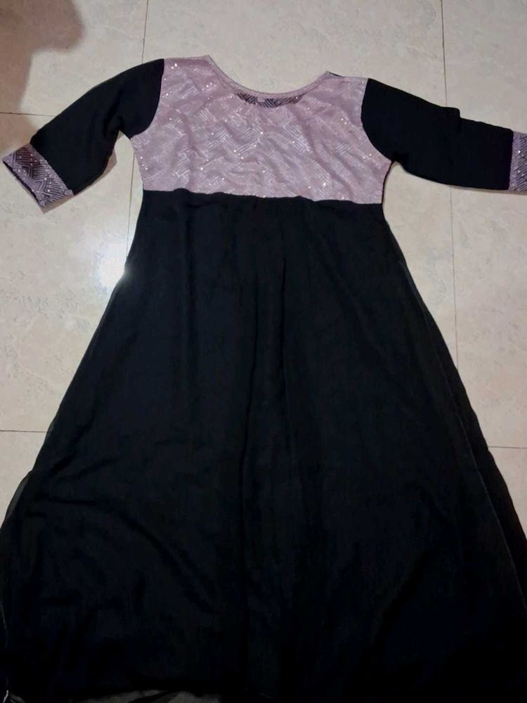 Elegant Black &amp; Lavender Anarkali