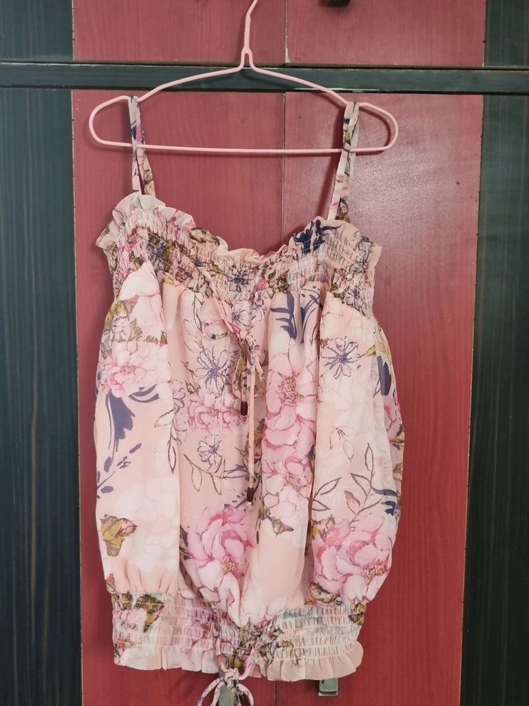 New Ajio Self Design Strap Top