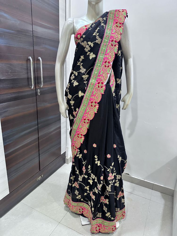 Black Embroidered Saree