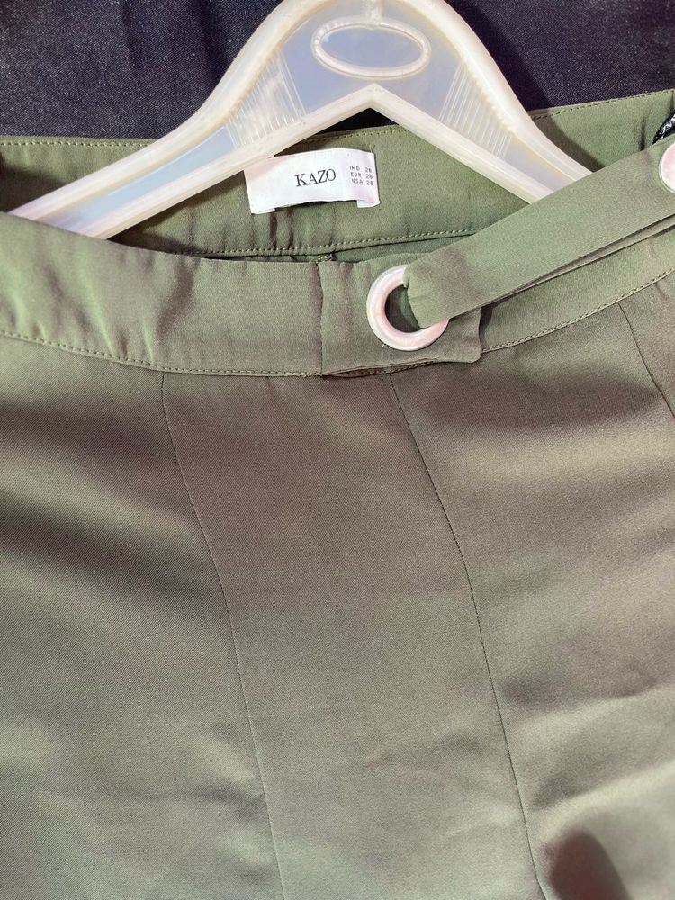 Kazo Olive Green Wide Leg Pants