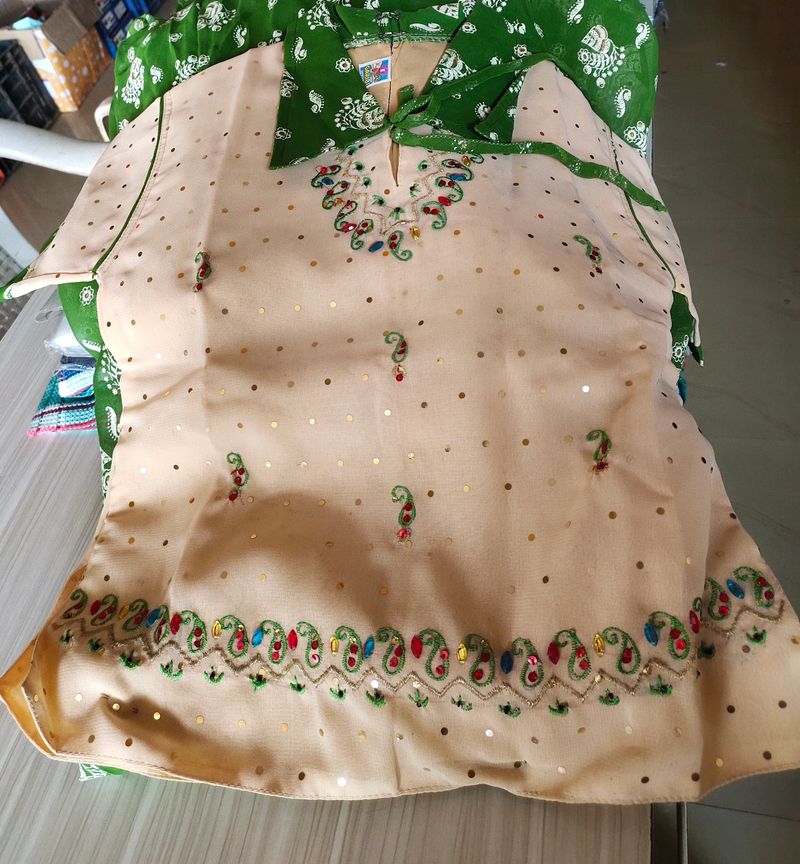 Green &amp; Cream Skirt Top 🆕