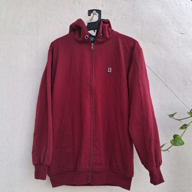 Maroon Zip-Up Hoodie (M)