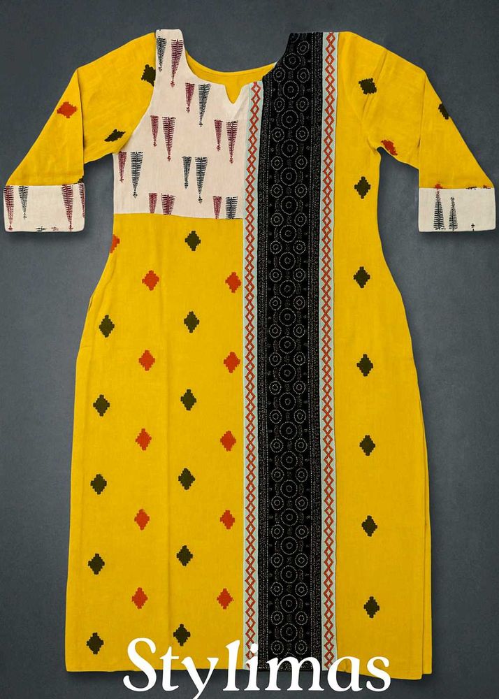 Yellow Printed Kurti