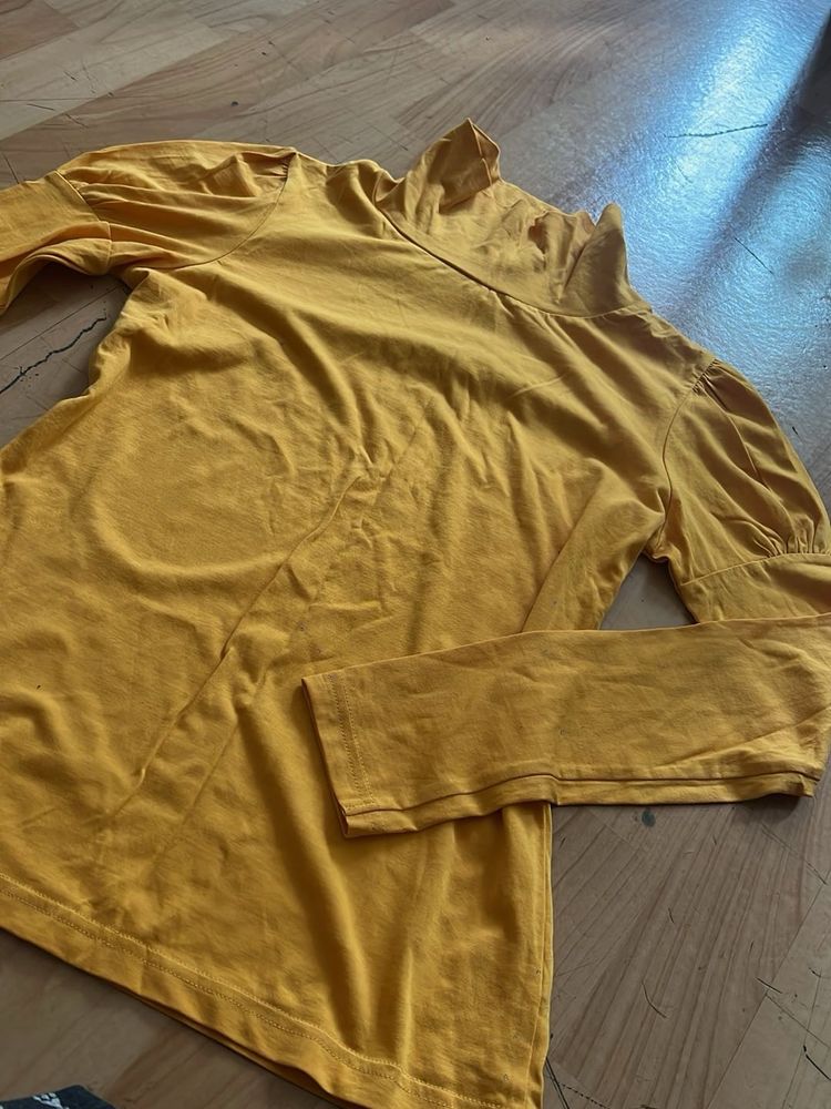 Cute Sleeve Turtle Neck Cotton Top/tshirt