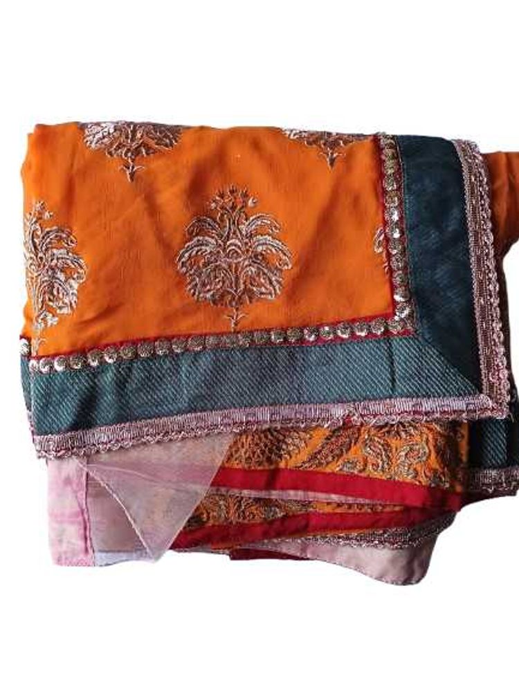 Elegant Orange Designer Saree with Heavy Border &amp;