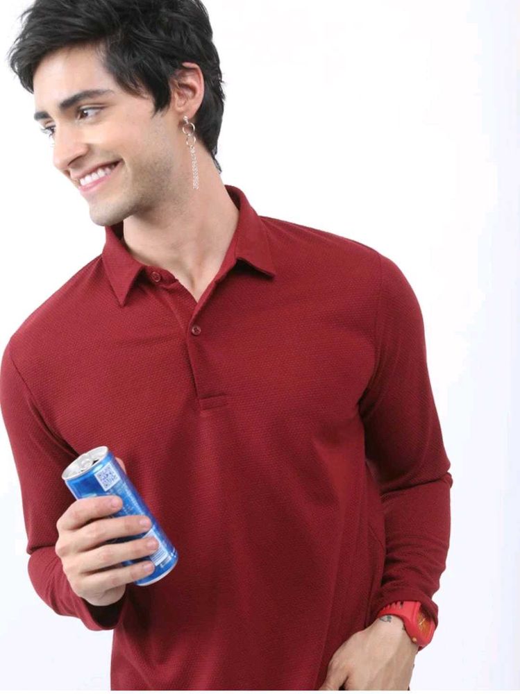 Highlander Maroon Long Sleeve Polo Shirt