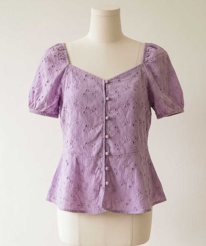 Lilac Eyelet Peplum Top