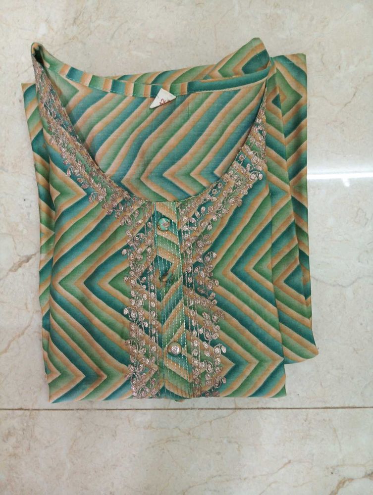 GREEN STRIPED KURTA