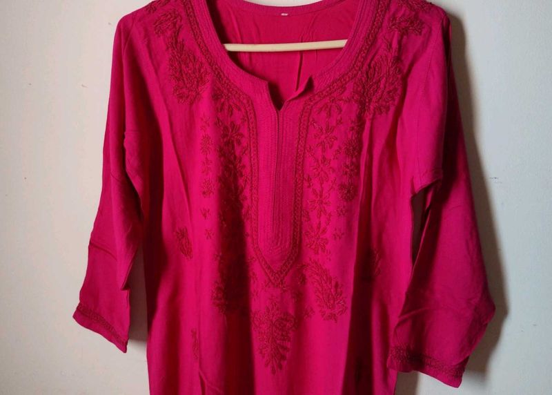 Rose Pink Chikankari Kurti 🌹