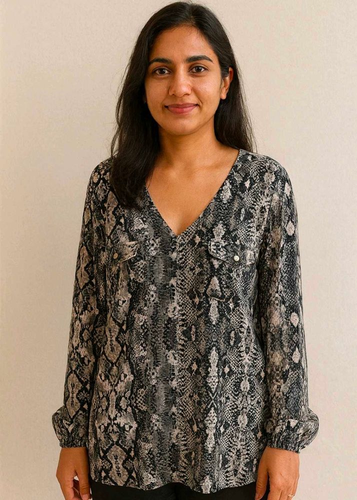 Animal Print V-Neck plus size Top