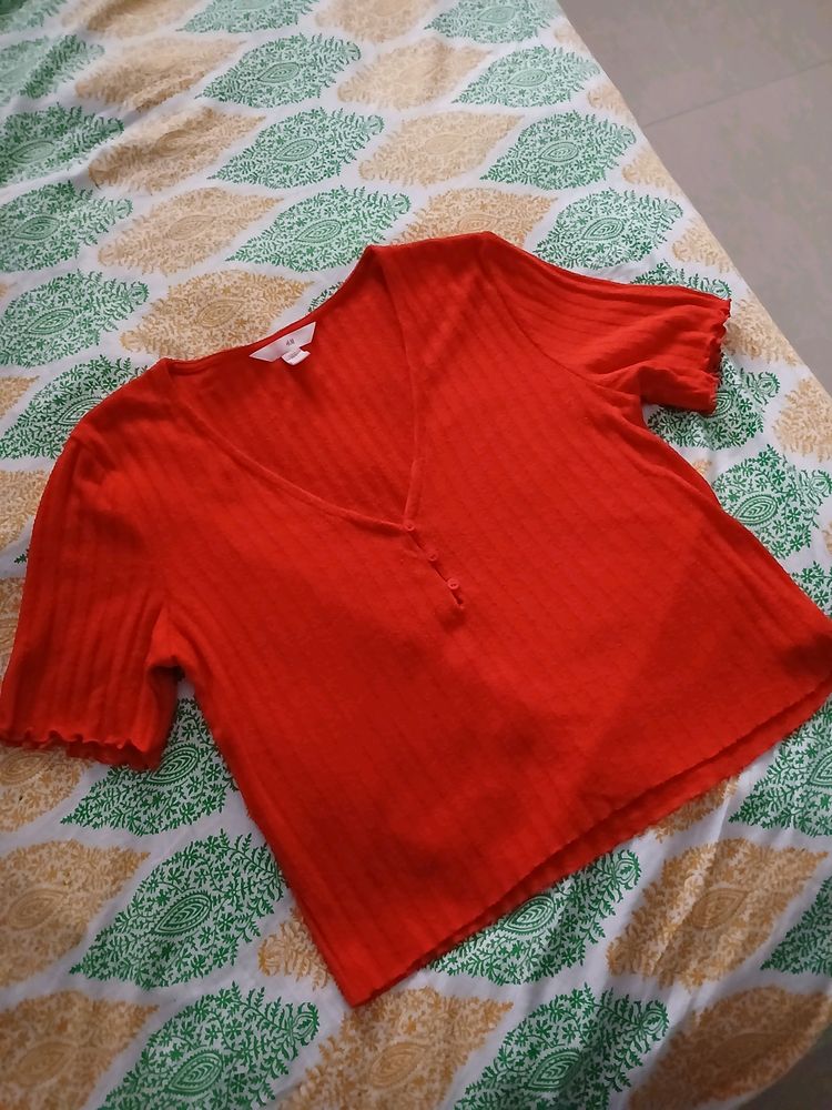 Red V-Neck H&amp;M Top