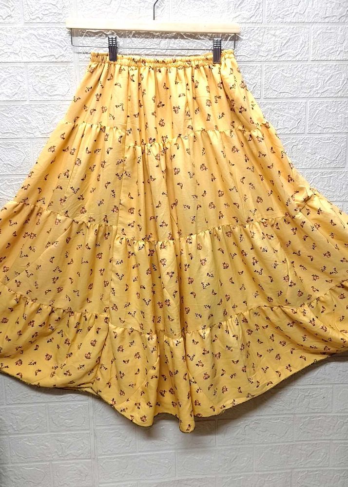 Floral Yellow Skirt 🌸 Free Size
