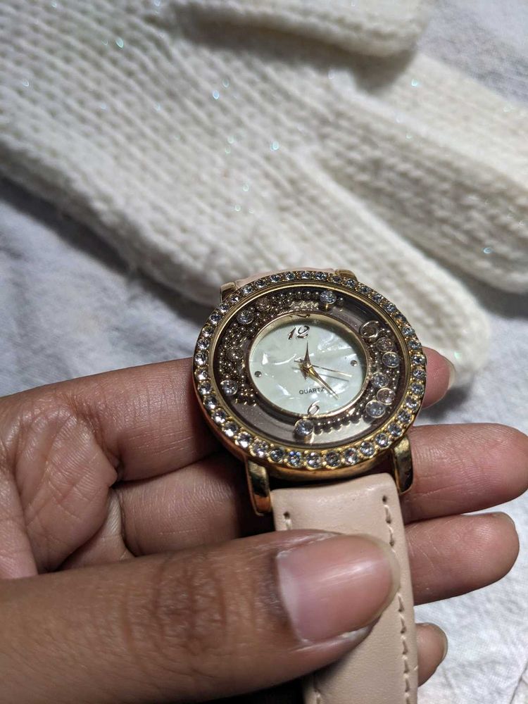 Elegant Crystal-Accented Women&#39;s Watch