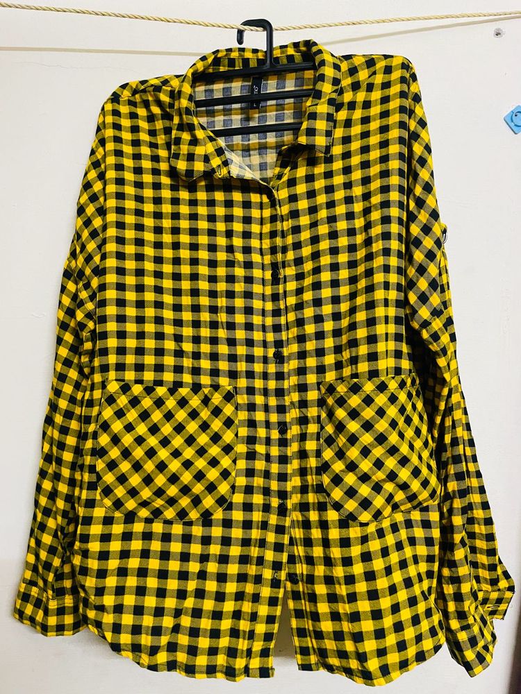 Yellow and Black Plaid Shirt
