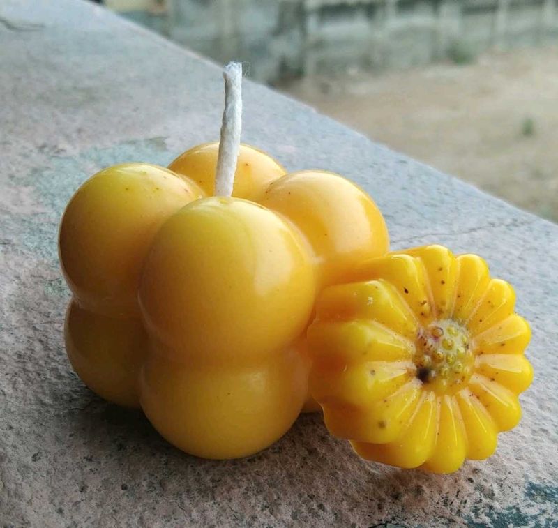 cube and flowers candles