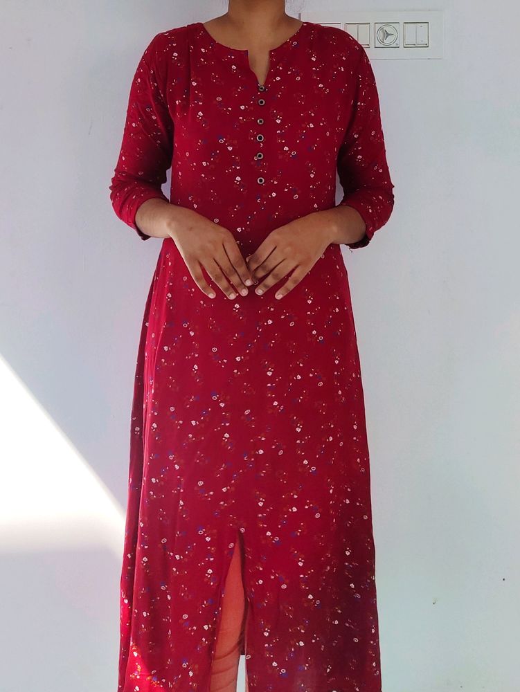 Red Floral Kurta