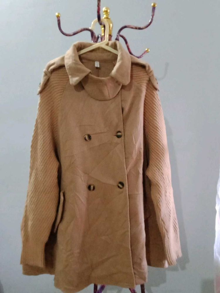 Elegant Beige Double-Breasted Coat