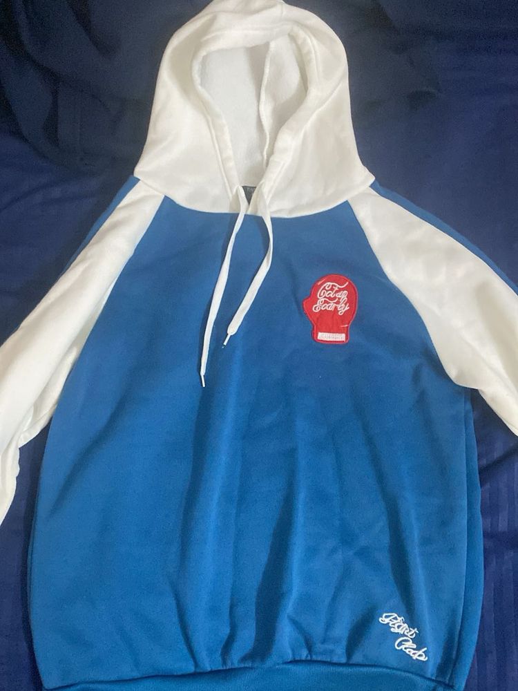 Blue &amp; White Graphic Hoodie